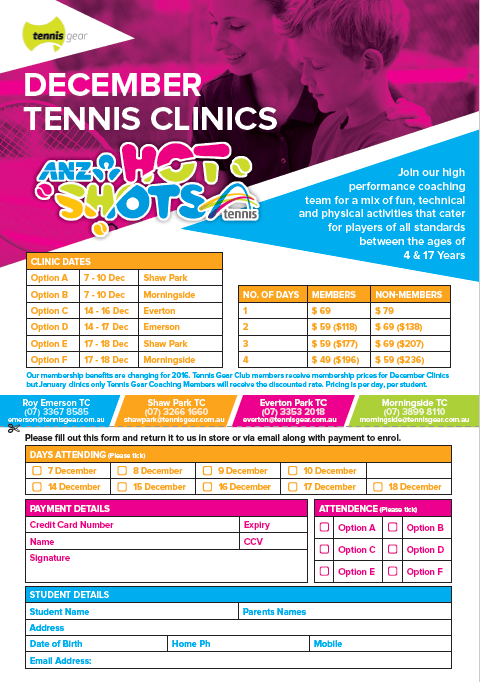Christmas Holiday Clinics 2015!