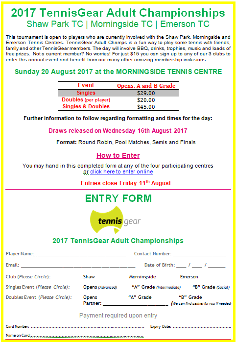 Entry Now Open! 