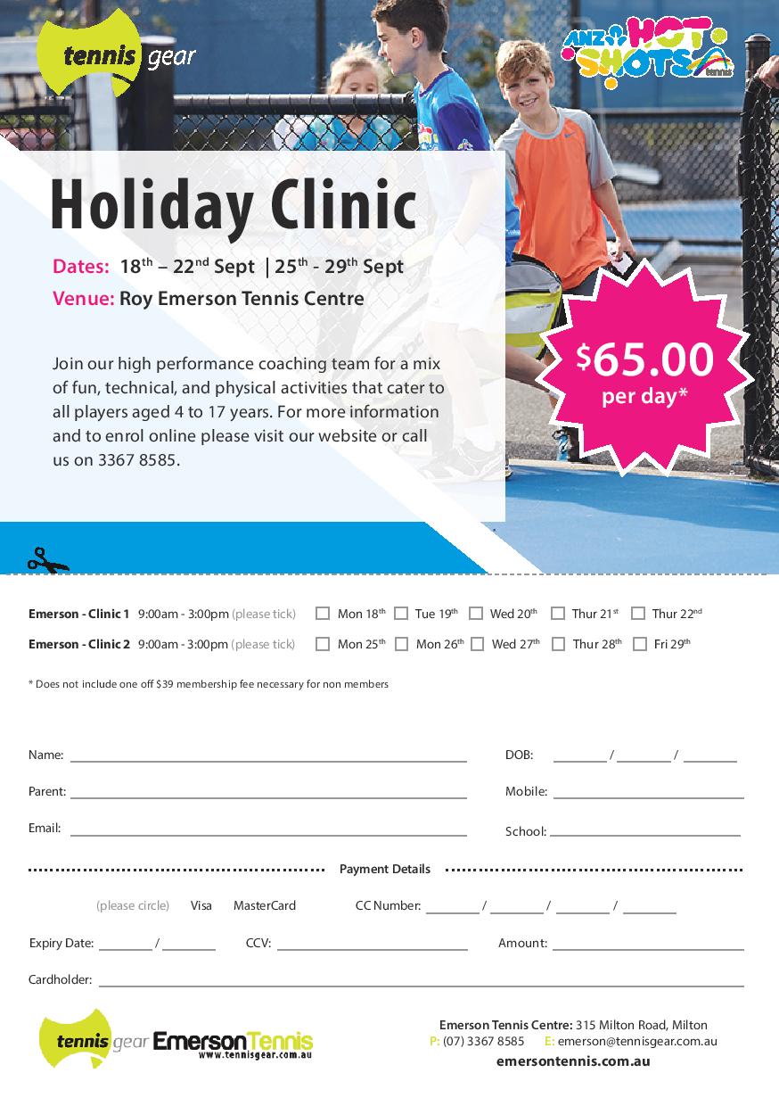 SEPTEMBER SCHOOL HOLIDAY CLINICS